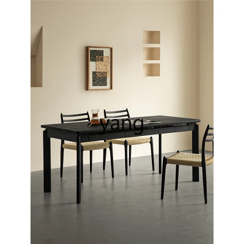 

LMM solid wood black Italian minimalist computer desk household long table living room study desk