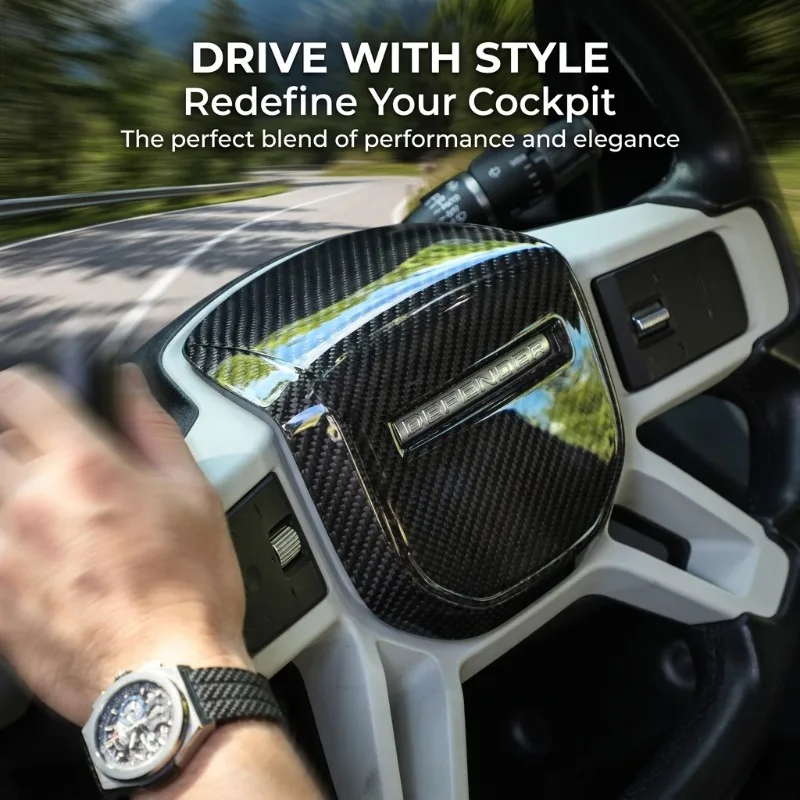 

For 20-26 Land Rover Defender 90 110 130 Real Carbon Fiber Car Steering Wheel Logo Cover Trim Interior Car Accessories