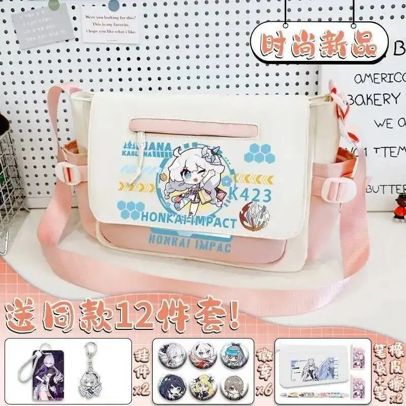 Anime Game 2025 Honkai Impact 3 Cos Bronya Raiden Mei Kiana Etc. Unisex Flip-Top Campus Tutoring Bag Gift
