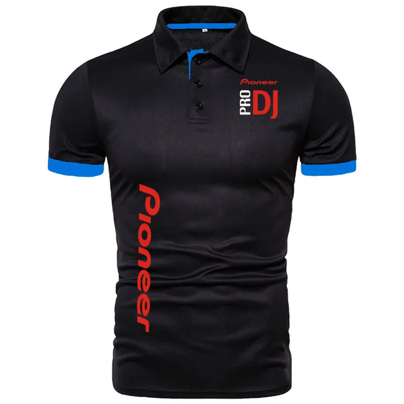 

Однотонная мужская рубашка-поло DJ Pioneer PRO с принтом, повседневная спортивная дышащая удобная мужская футболка с отворотом и короткими рукавами, 2024