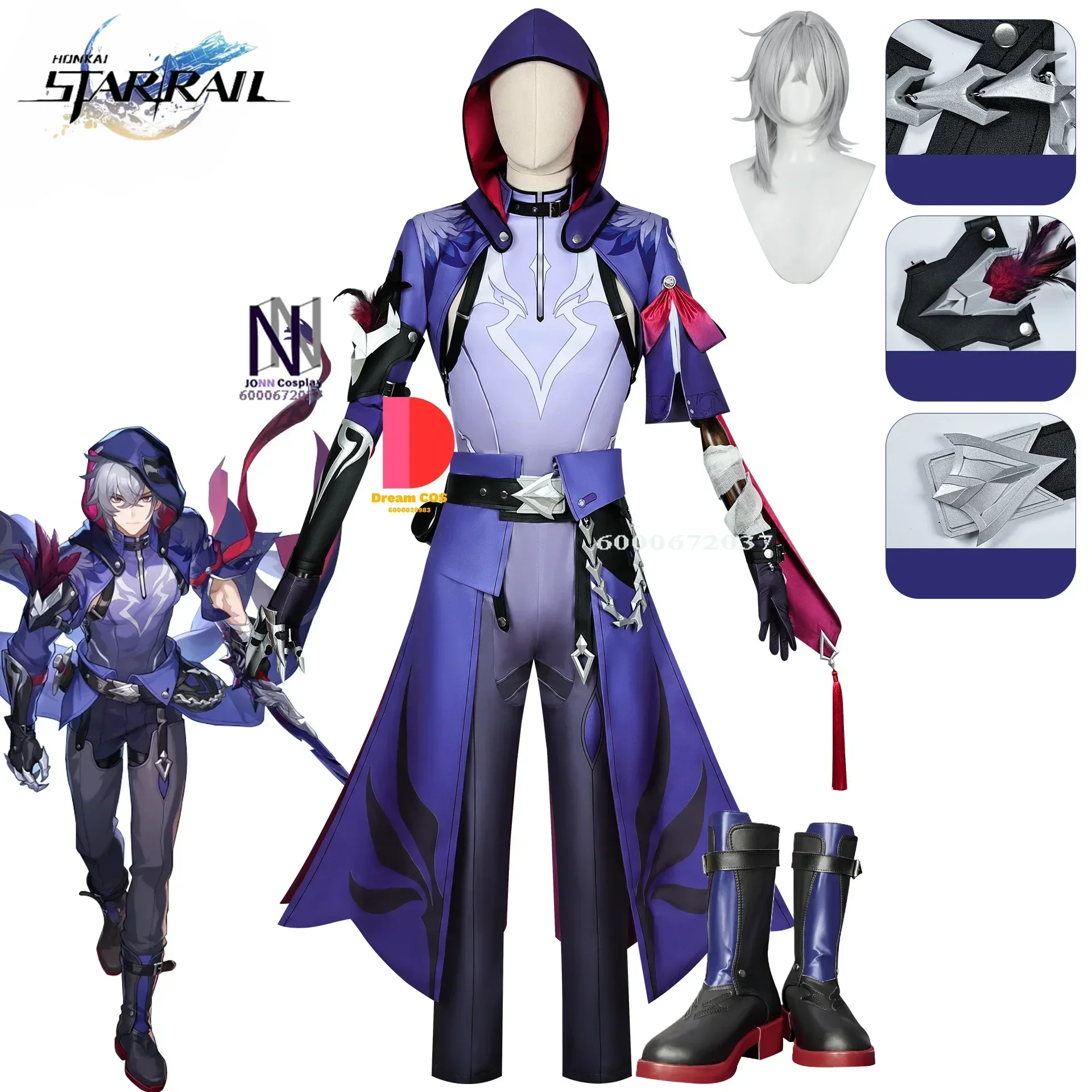 

Game Honkai Star Rail New Moze Cosplay Costume Hair Battle Uniform Wig Suit for Role Halloween Carnival Party Outift for Men