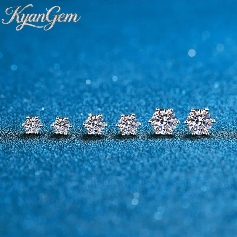 

Серьги KyanGem из золота 18 карат с бриллиантами, классические, с муассанитом, платина PT950, шесть крапанов, элегантные, простые женские серьги