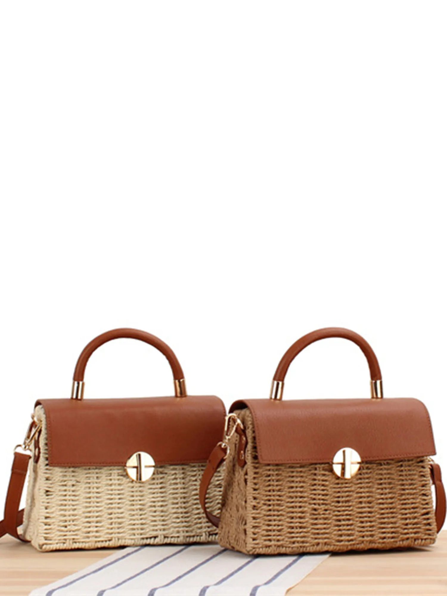 

Unique Handwoven St Leather Flip Cover Handbag Casual Sle Travel Leisure Crossbody Bag for Women PU Material Hobo Bag