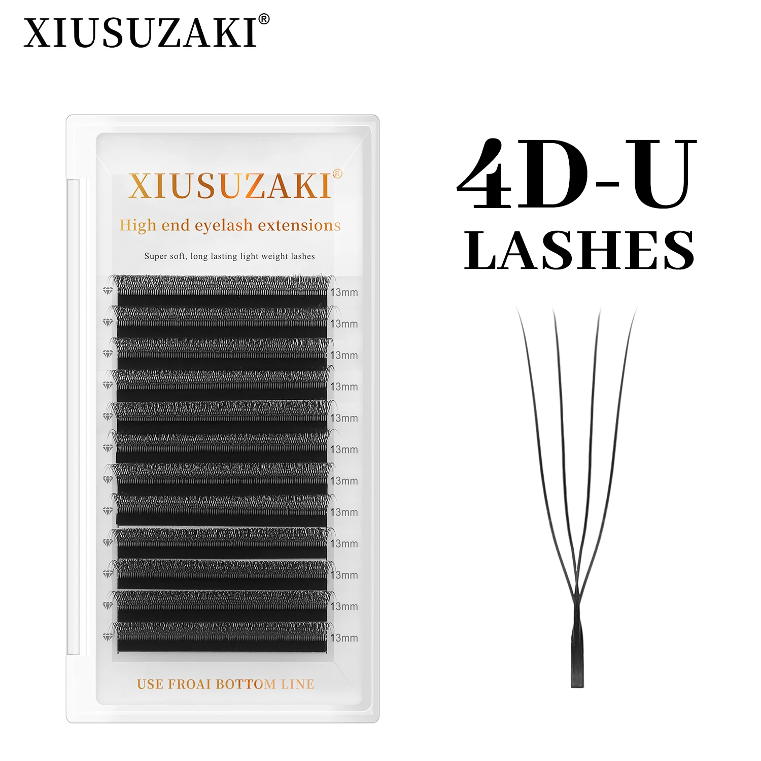Xiusuzaki u/w 4d extensões de chicote macio em forma de u 4dw extensão de cílios pré-fabricados fãs volume individual fornecedores de cílios postiços