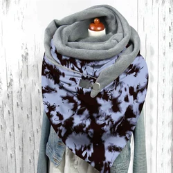 Russian Autumn Winter Warm Scarf For Women Printing Button Soft Wrap Plus Velvet Warm Scarf Shawl Scarf Foulard Neck Wraps Шарф