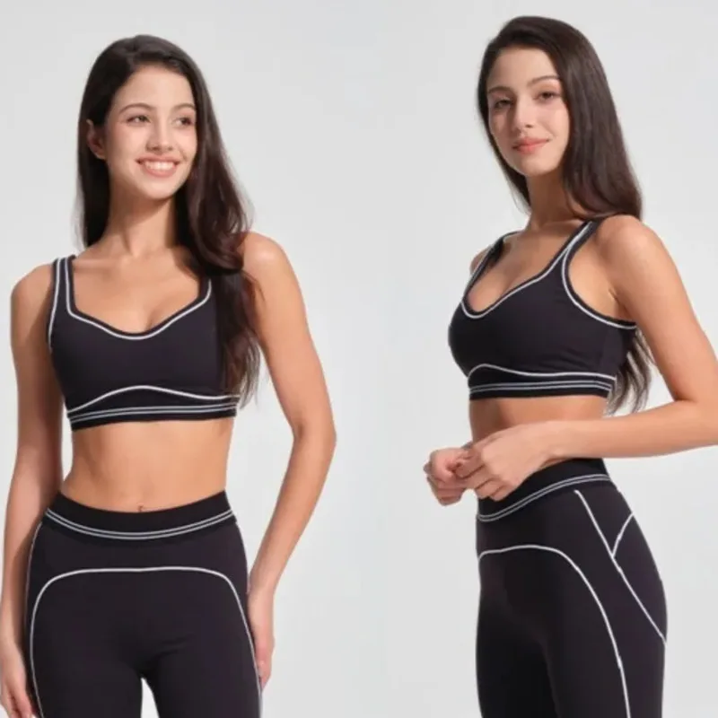 

Air Heart Throb Women Bra Legging Fitness Yoga Sets Tight Pants Shoulder Straps Sport Bra Slimming Elastic Fitness Running Sets
