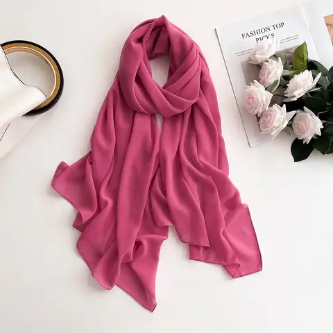 2025 New Elegant Modest Women Bubble Chiffon Solid Color Muslim Head Scarf Ladies Shawl and Wrap Female Foulard Hijab Stoles