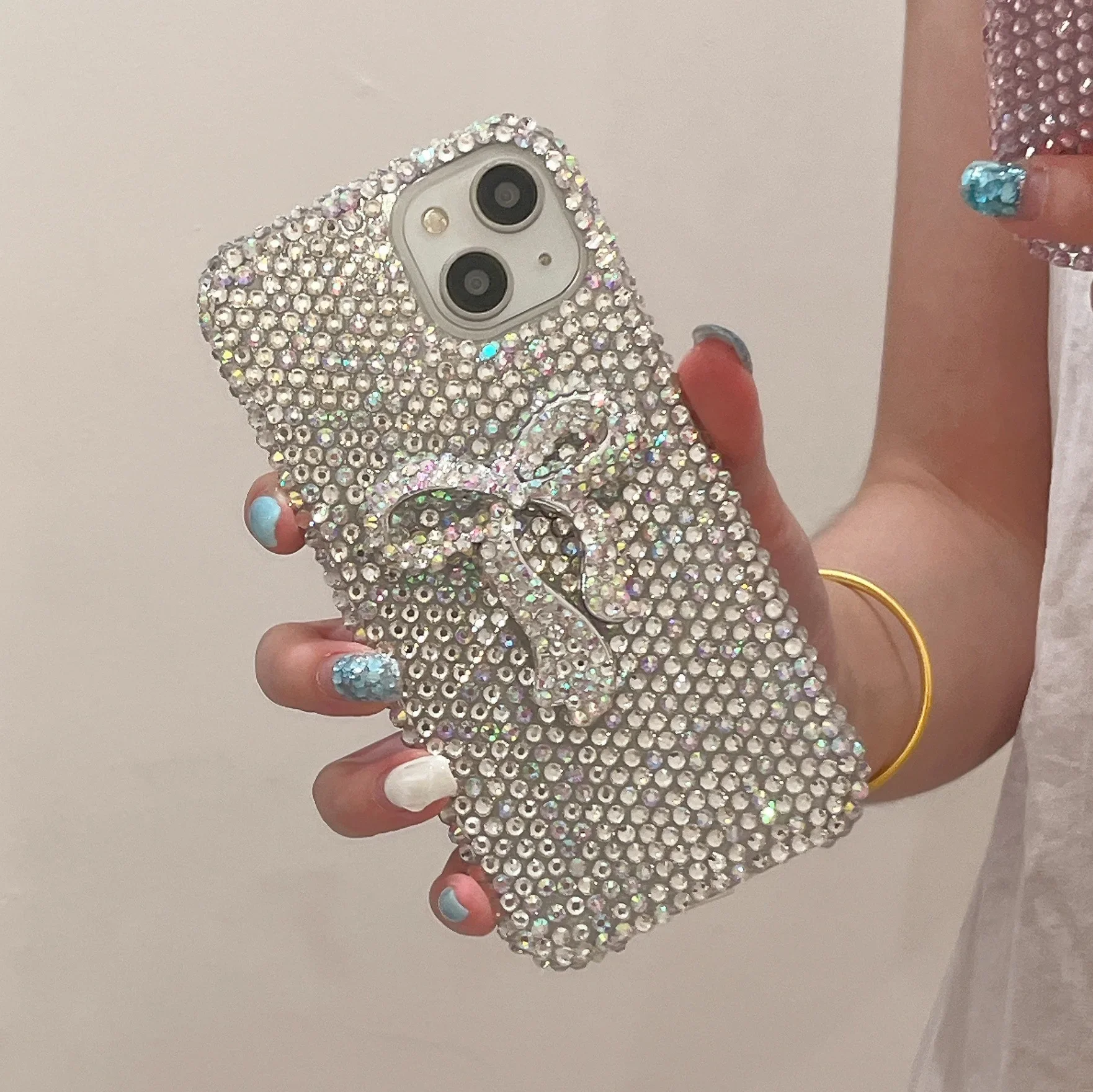 For iPhone 16 15 14 13 12 11 Pro Max Case Full Diamond Bow C