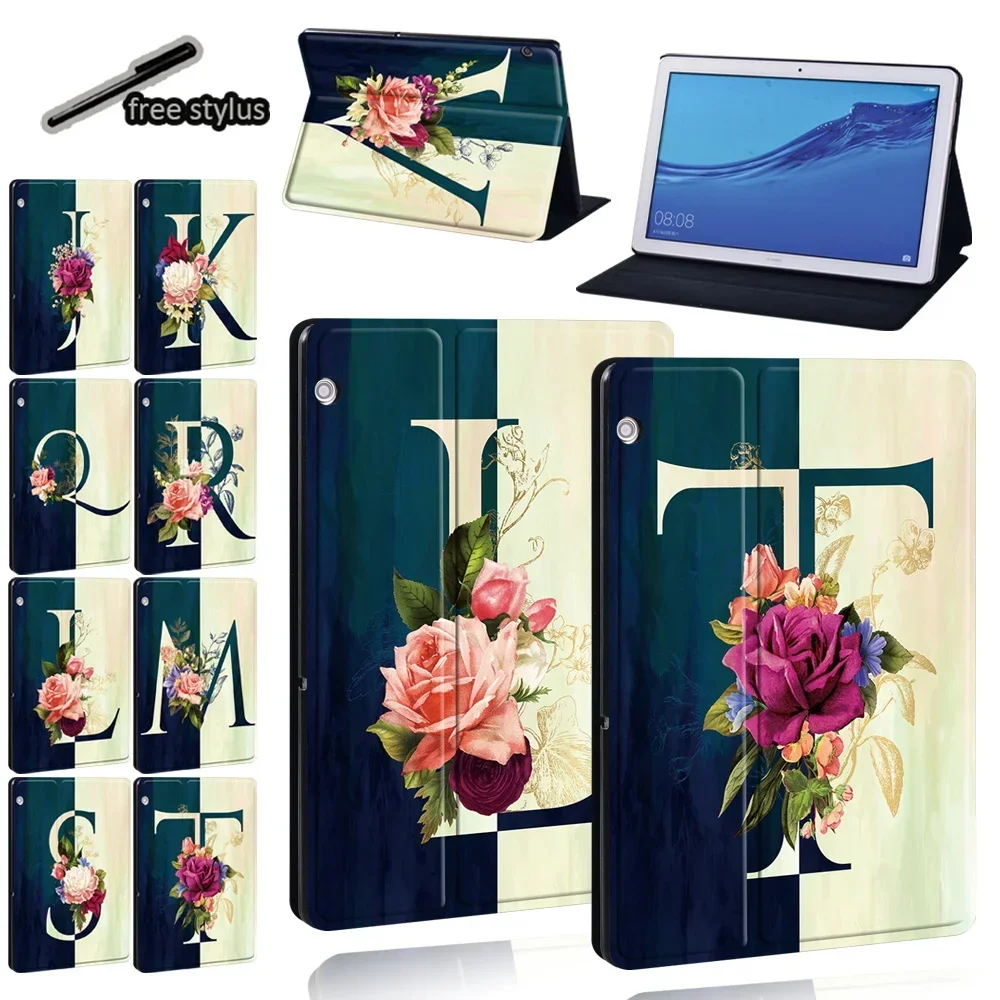 

Tablet Case for Huawei MediaPad M5 Lite 10.1/M5 10.8/MediaPad T5 10 10.1/T3 8.0/T3 10 9.6 Inch Print Pattern Cover Case + Stylus