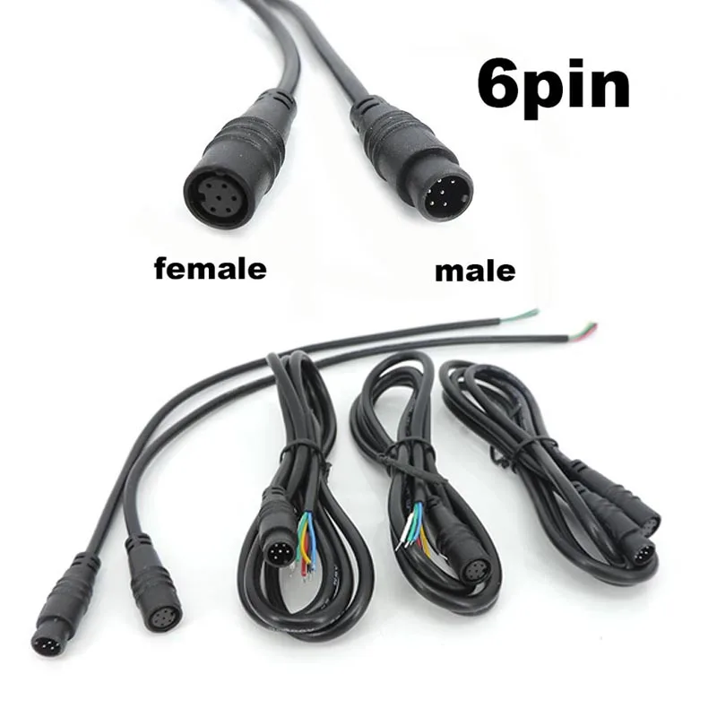 6Pin male female E-bike Cable Electric Bicycle Butt Joint Plug M8 waterproof Connector Wiring Line Scooter Brake Cable