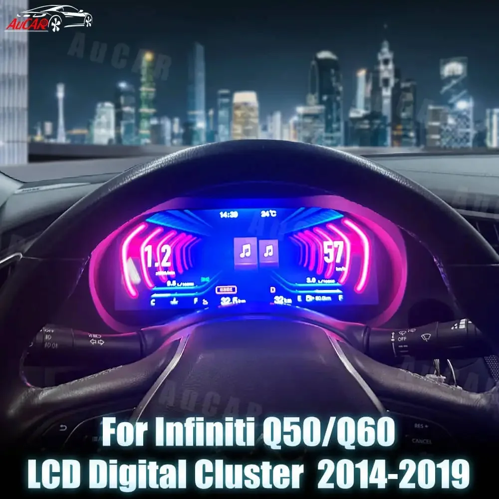 AuCAR 12.3'' Linux Instrument Cluster For Infiniti Q50 Q60 2014-2019 LCD Digital Cluster Virtual Cockpit Instrument Meter Screen