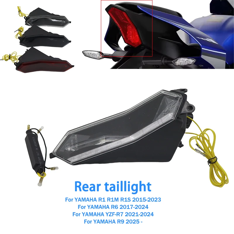 

For Yamaha YZF R1 R1M R1S R6 R7 YZF-R7 LED Taillight Rear Brake Turn Signal Integrated Tail Light Smoked Lens Accessories
