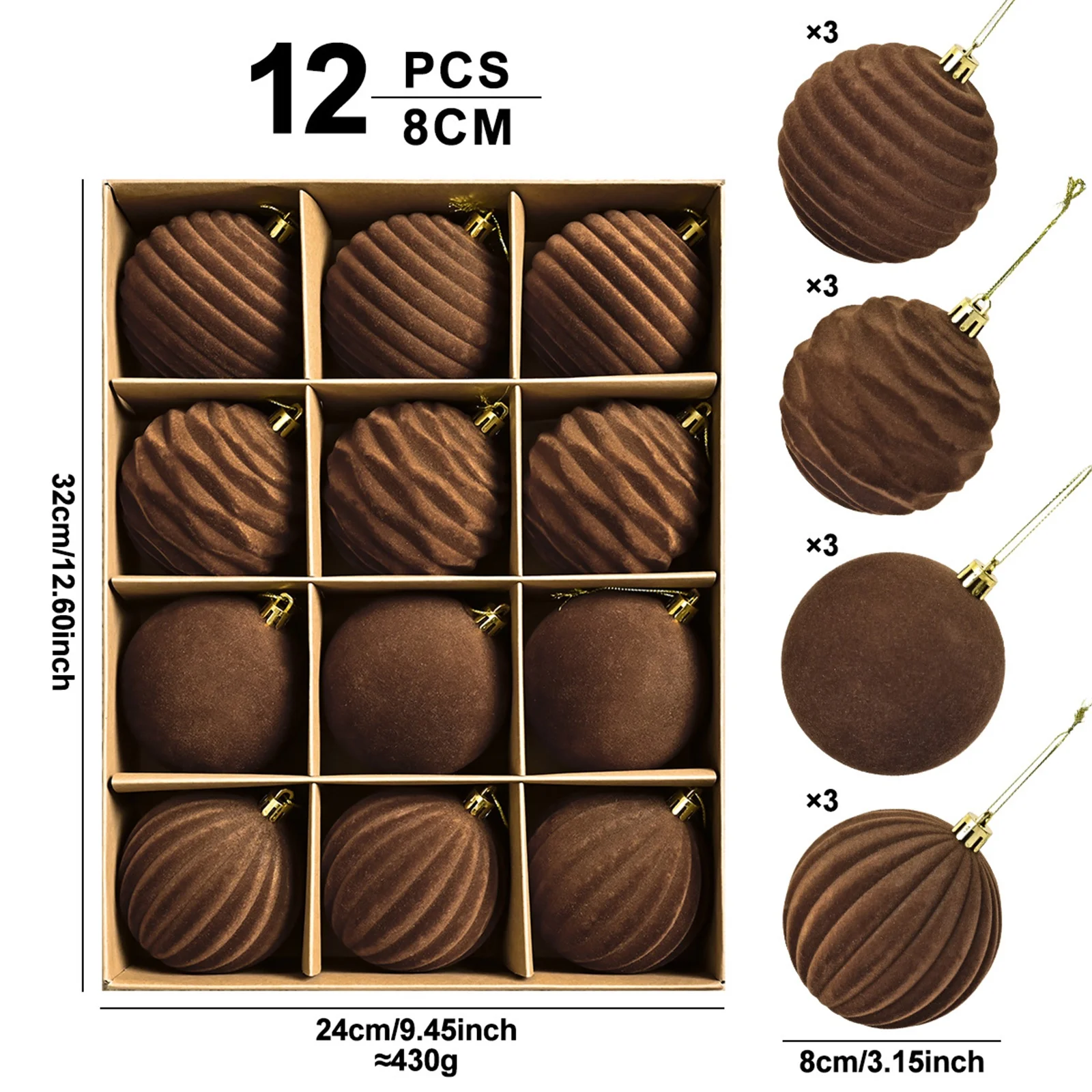 12 stücke 8 cm Braun Weihnacht – Ornament Ball Set Bewertung und Preis