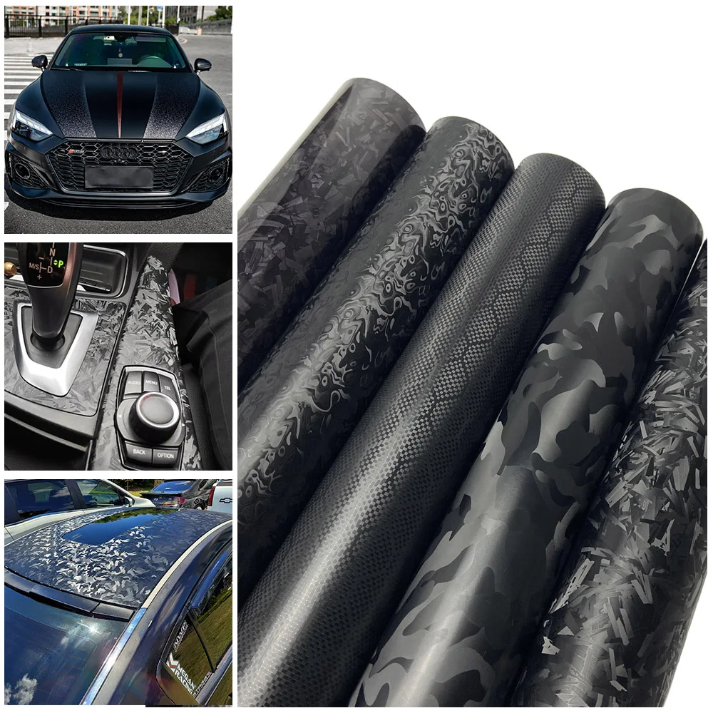 

Черная кованая виниловая пленка из углеродного волокна для космических шестигранных призраков, автомобильные аксессуары, самоклеящаяся наклейка, наклейка