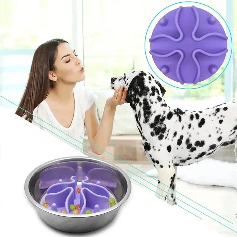 Silicone Spiral Slow Feeder Insert with Strong Suction Cup for Small Medium Large Dogs Feeding Bowl Pet Products