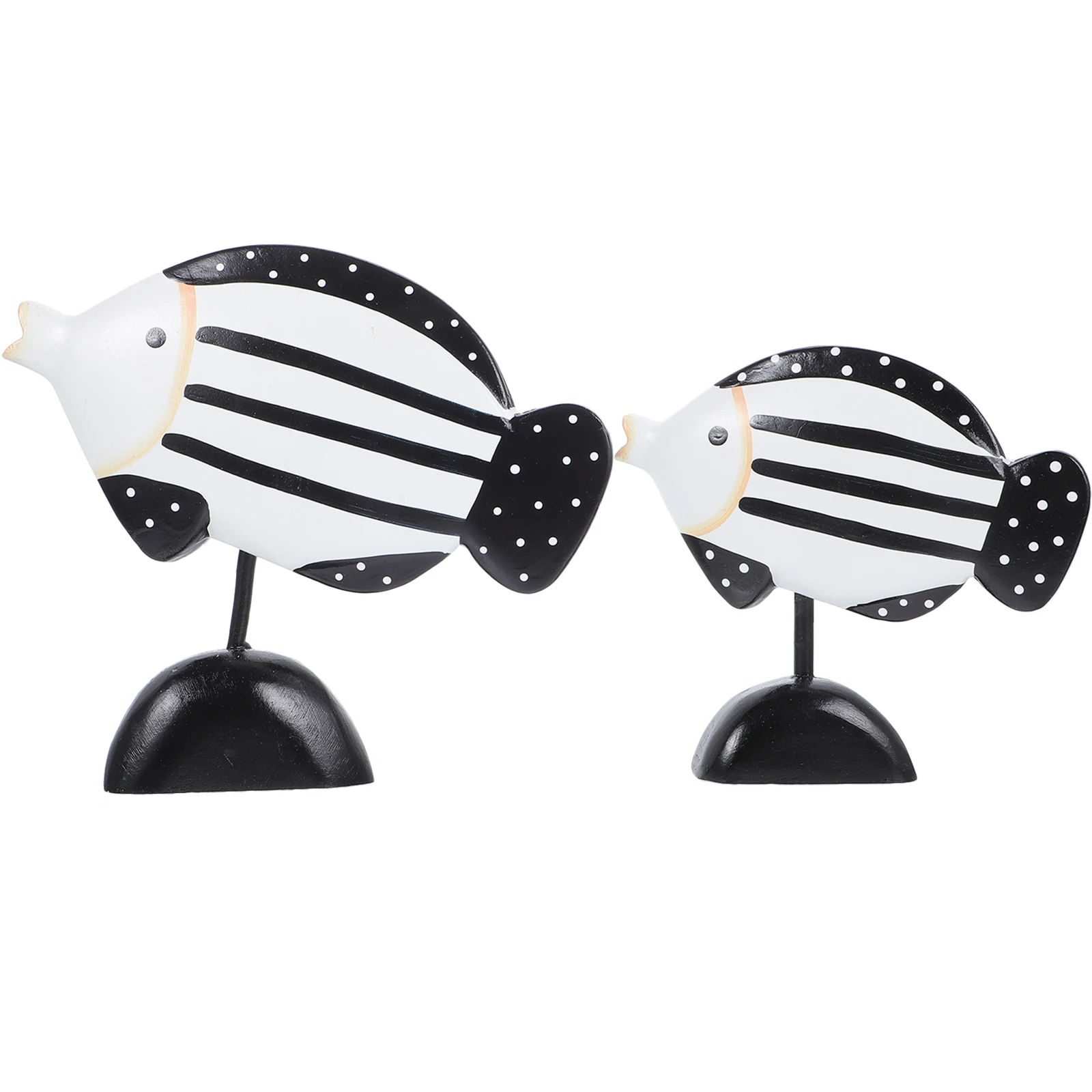 

2 Pcs Wooden Fish Statue Decoration Figurine Tabletop Accessories Living Room Fish Sculpture Realistic Design Non Fading