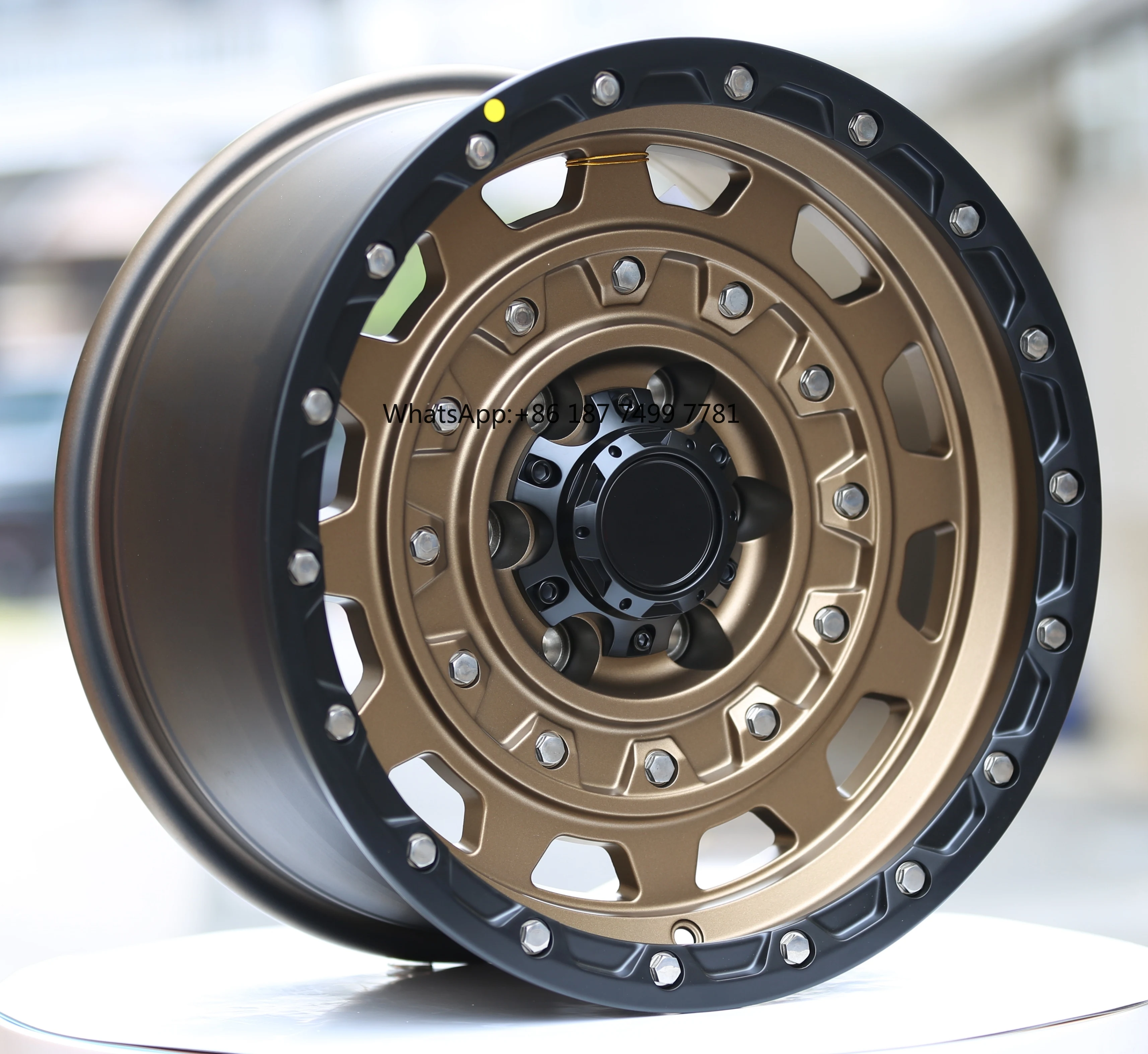 

17 Inch Flash Gold Off-Road Custom Wheels Hub 5x127 6x139.7 for 2015-2022 Silverado 1500 for RAM 1500 .Jeep Pickups SUVs