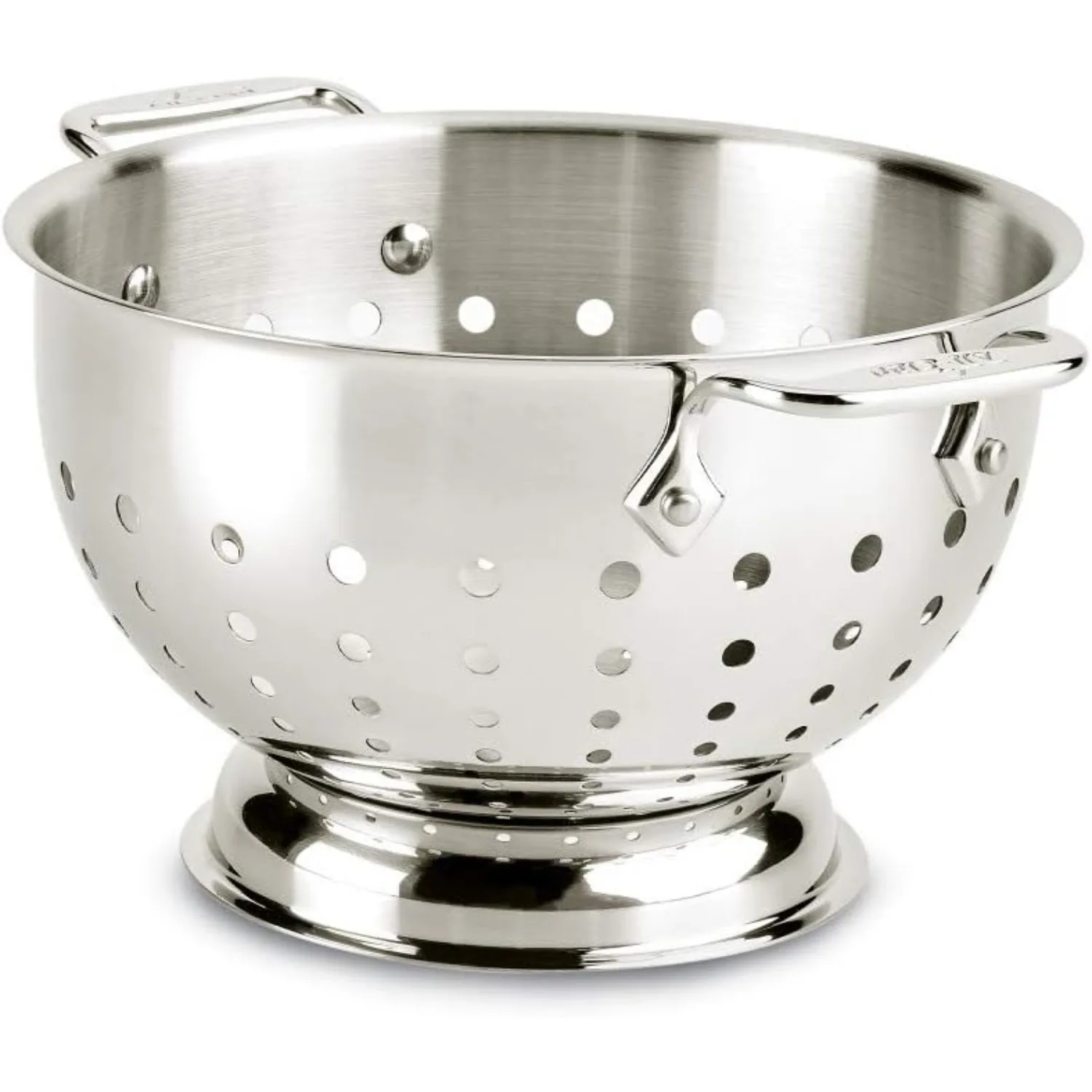 

All-Clad Tools and Accessories Stainless Steel Colander 3 Quart Strainer, Pasta Strainer with Handle Pots and Pans Silver