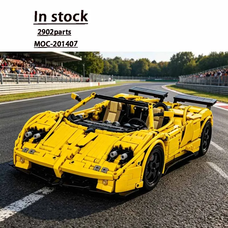 MOC-201407 Yellow New Supercar Racing Building Block Model • 2900 PartsMOC Creative Boy Kids Birthday Building Block Toy Gift