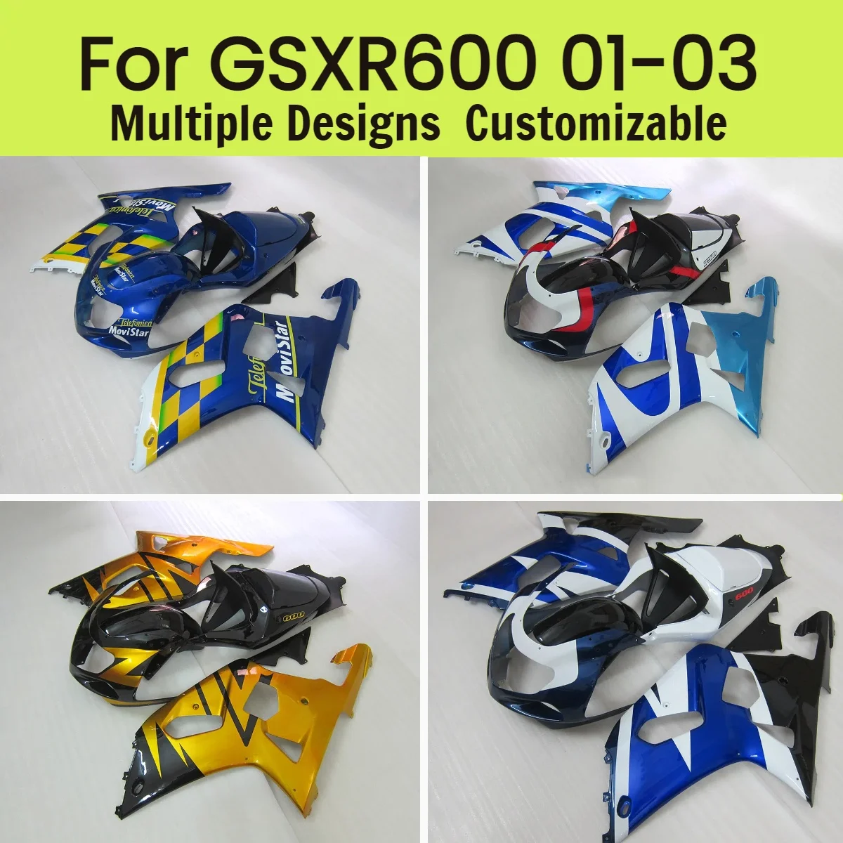 

Для GSXR600 GSXR750 2001 2002 2003 Литые под давлением обтекатели GSXR 600 750 01 02 03, комплект деталей кузова мотоцикла, комплект обтекателя