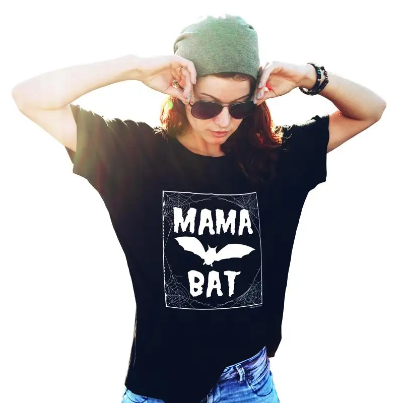 Camiseta feminina mamãe morcego halloween mãe mãe mãe mãe aniversário para ela