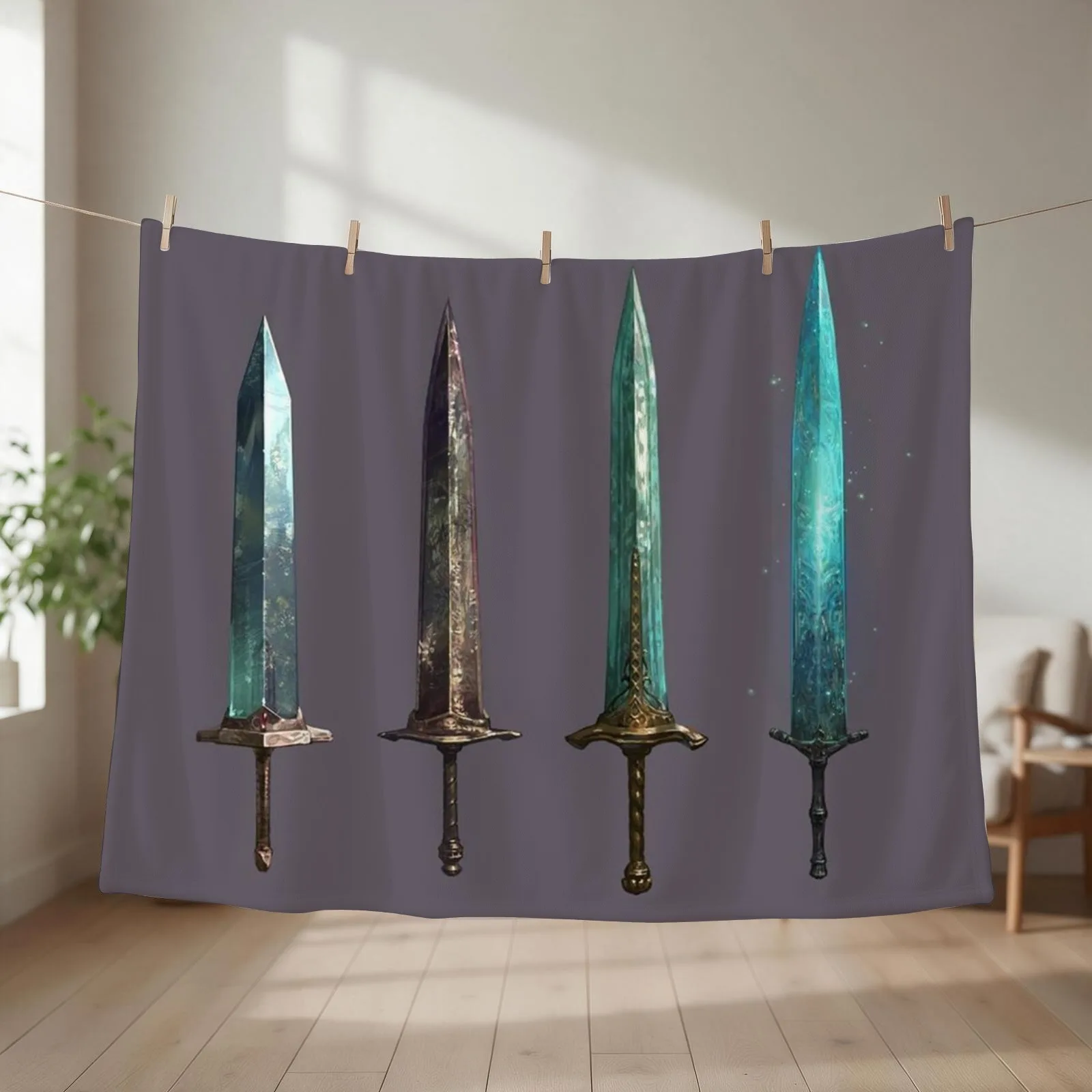 Moonlight Greatswords Throw Blanket couch cozy soft plush fuzzy picnic outdoor blanket