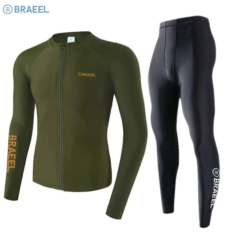 Long Sleeve Man Swimsuit 2026 Quick-Dry UV-Protective Men Rash Guard for Surfing Long Sleeve Surfing Suit