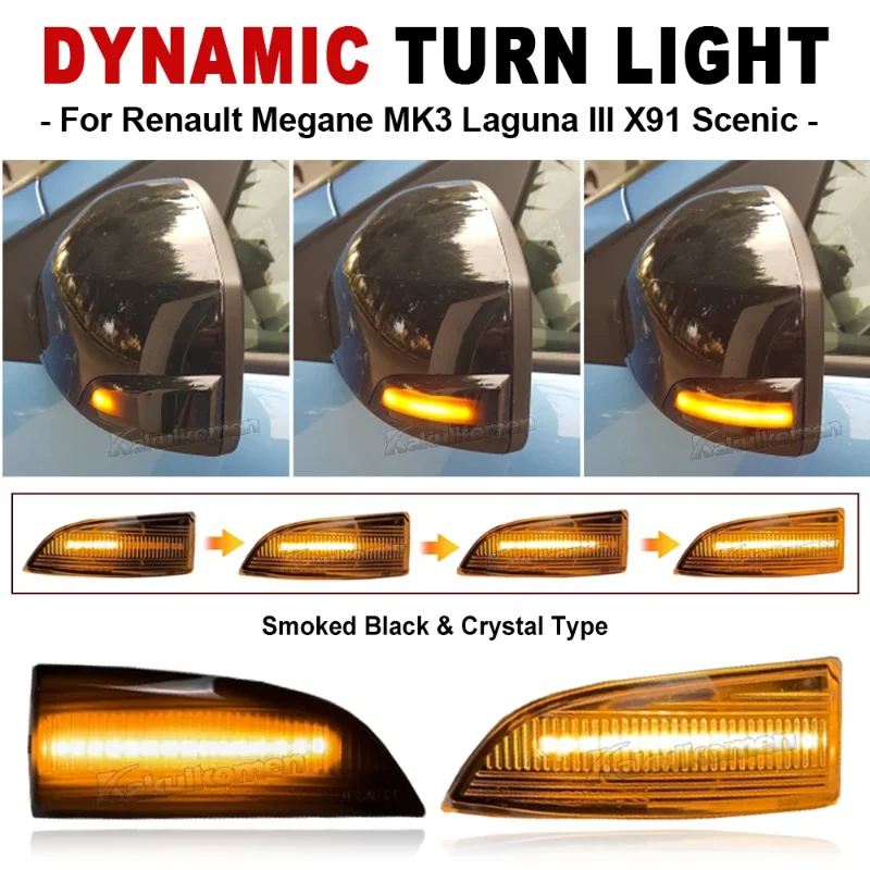 LED Dynamic Blinker Indicator Mirror Turn Light Signal Fit for Renault Megane 3 MK3 III RS 2008-2016 Laguna III X91 Fluence