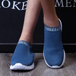 Rimocy Soft Bottom Knitting Sneakers Women Slip-on Breathable Mesh Flats Shoes Woman Non-slip Plus Size 43 Sock Shoes Platform