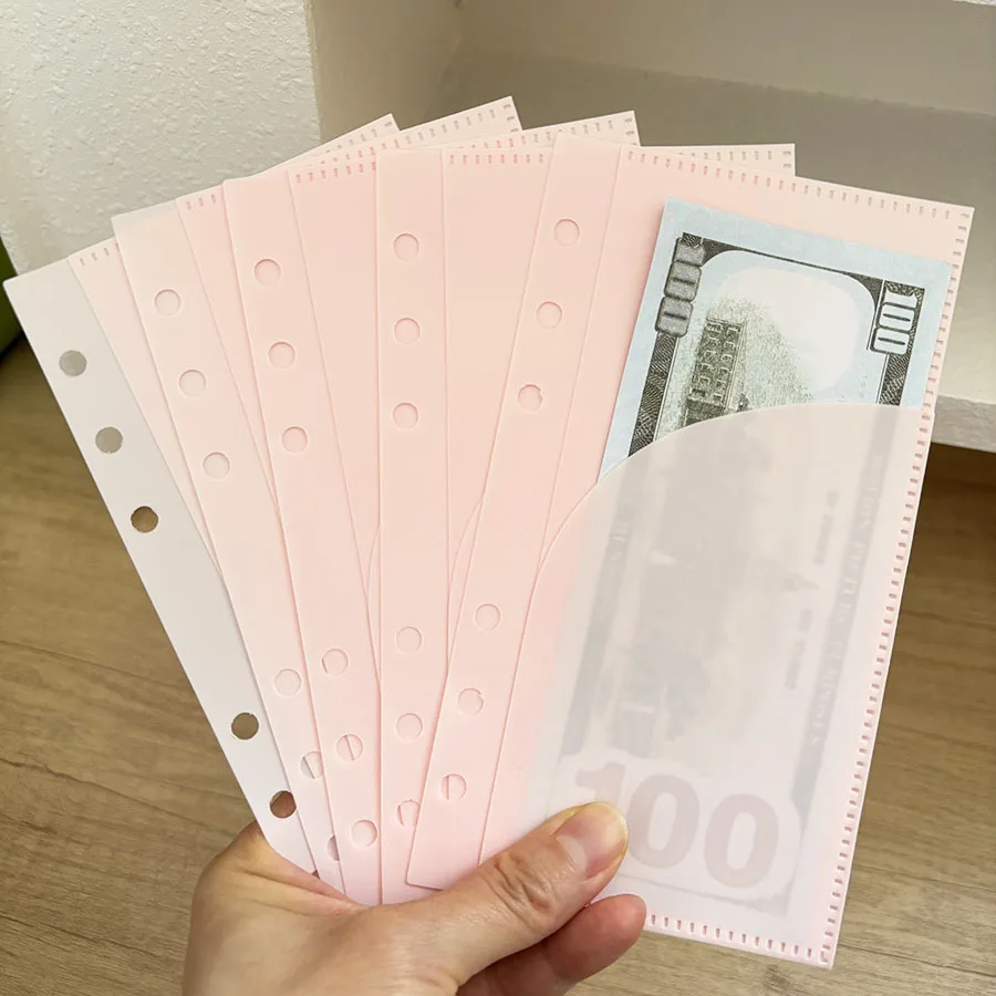 A6 5Pcs Pockets Binder Folders for 6Ring Notebook Divider Page Waterproof PPLeaf Document Filing Bag