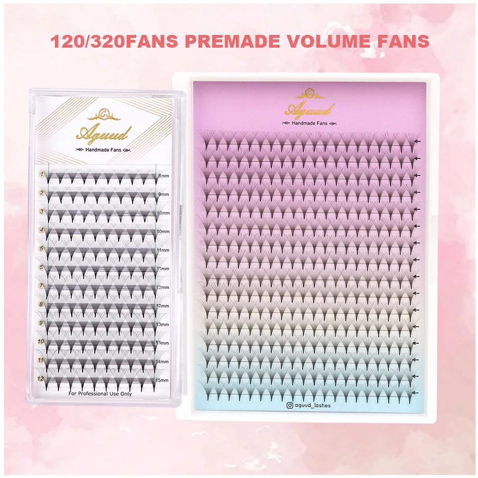 

AGUUD 120 Fans/320 Fans Sharp Narrow Stem Premade Fans Eyelash Extension 3D/4D/5D/6D/8D/10D/12D Thin Pointy Base Russian Fans