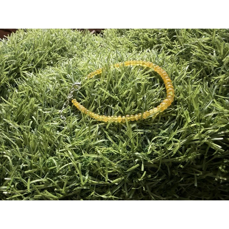 

Браслет из натурального желтого сапфира, 7 дюймов, гладкие круглые бусины, стерлинговое серебро