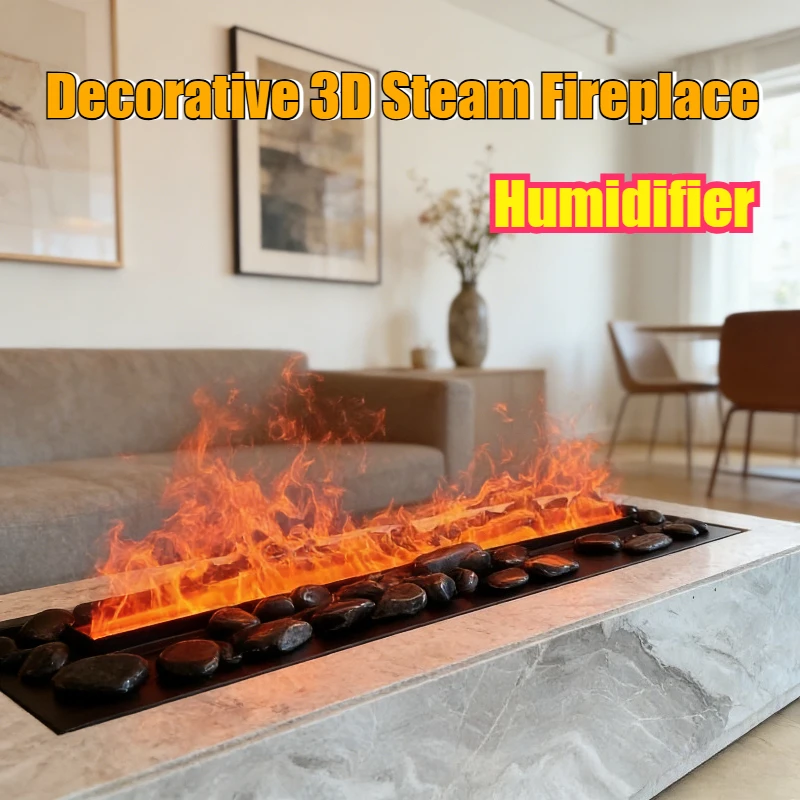 

Luxury 3D Water Vapor Fireplace,Large 3D Vapor Fireplace for Penthouse Decor Electric Fireplace Flame Chimney Gold Mist Light