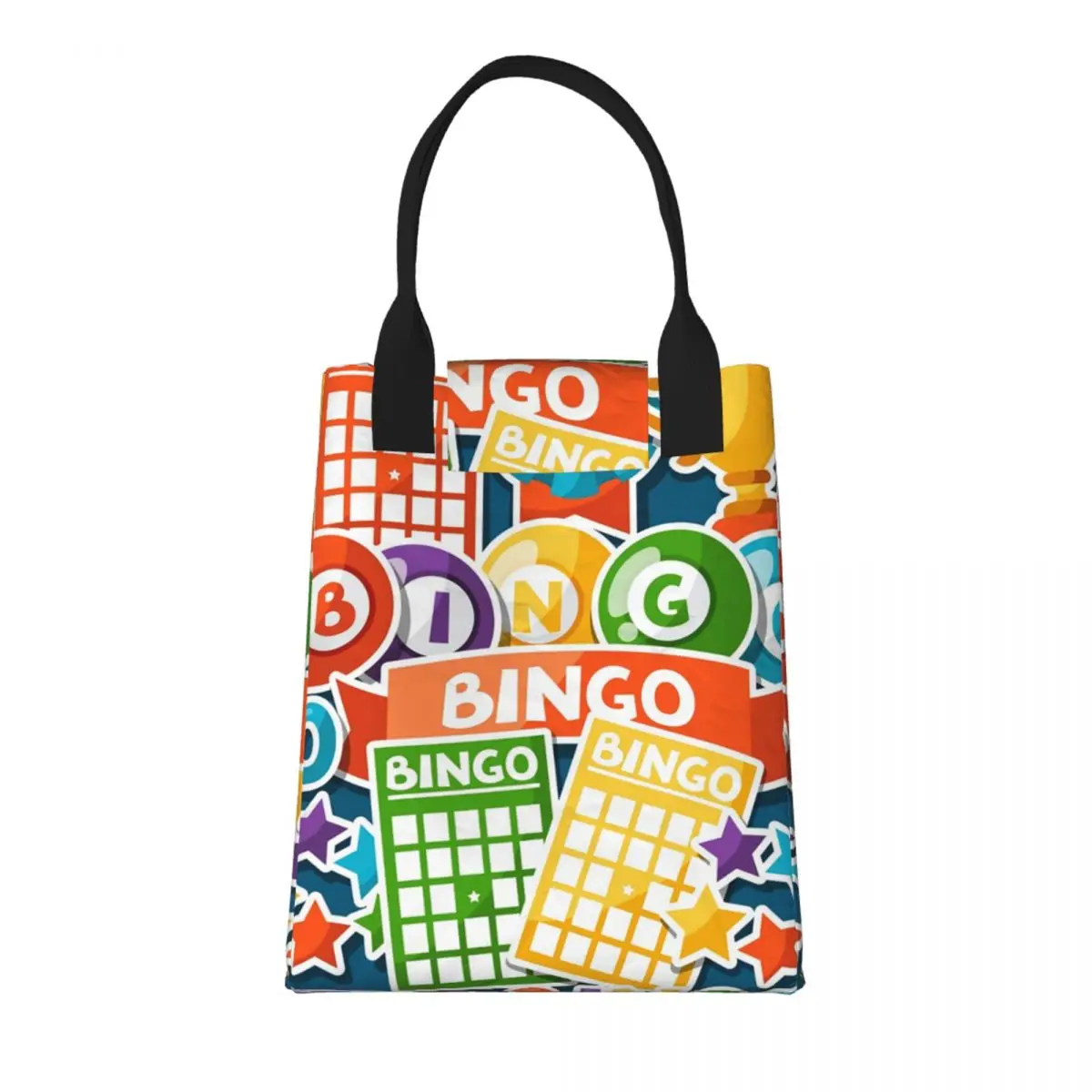 Bingo Paper Game Insulated Lunch Bag for Camping Travel Waterproof Thermal Cooler Bento Box Women Kids Food Container Tote Bags