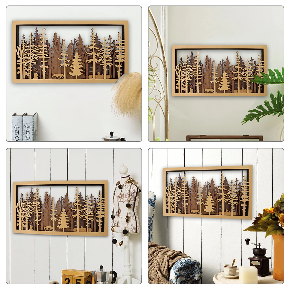 

Wooden Creative Home Rustic Wood Decoration Decor Carved Plaque Office Living Room Garden Wall Rustic Frame