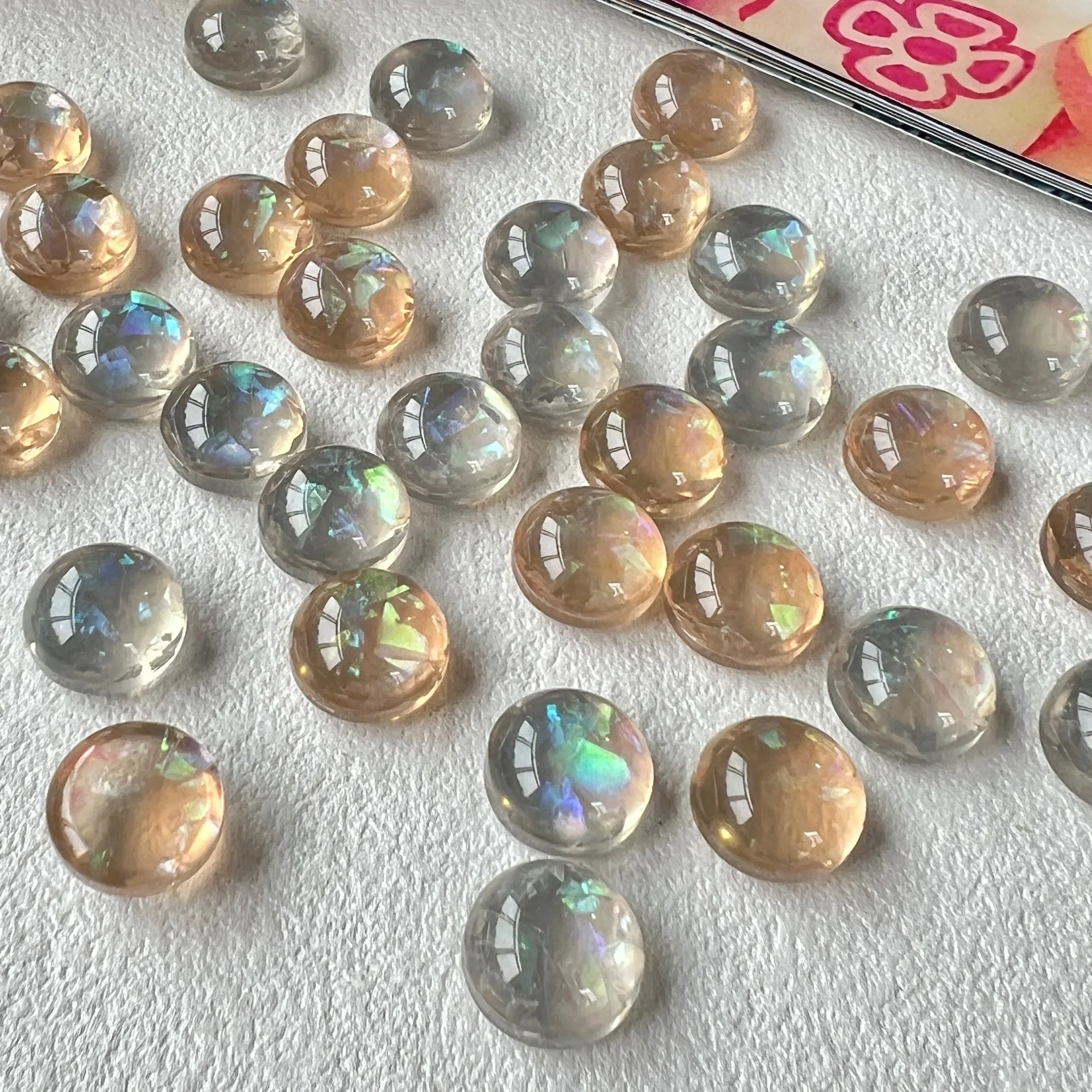 20 piezas de parches de bolas transparentes con parte posterior plana, cabujones de resina para manualidades, accesorios para fundas de teléfono, pinzas para el cabello, zapatos, joyería y decoración.