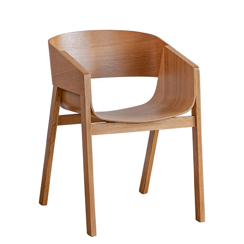 

Nordic solid wood dining chair cafe milk tea shop log simple creativity