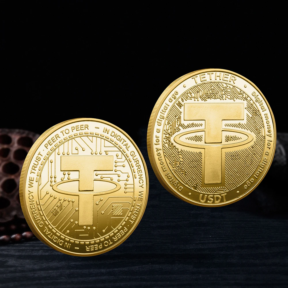 USDT العملة المشفرة العملة المادية حبل الفن تحصيل مطلية بالذهب عملة مشفرة تذكارية تزيين هدية عملة تذكارية