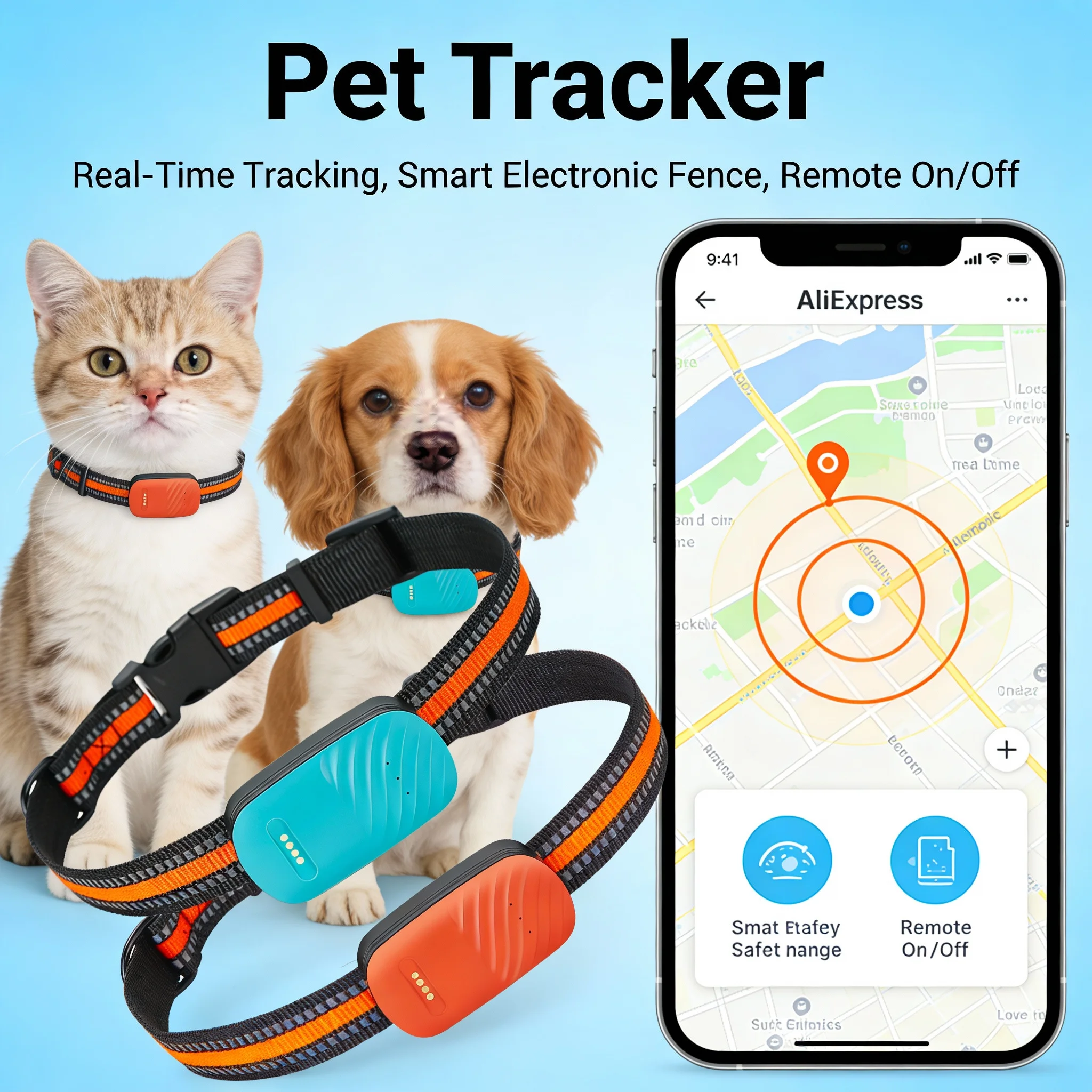 4G Pet GPS tracker Locator Anti-Lost for Dog, Cat Tracking device with Collar, real time tracking location history