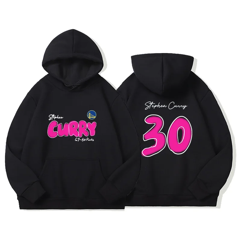 Warrior Curry No. 30 Same Print Basketball Hooded Sweater Boys Autumn and Winter Loose Coat on Clothes Men Clothing Streetwear