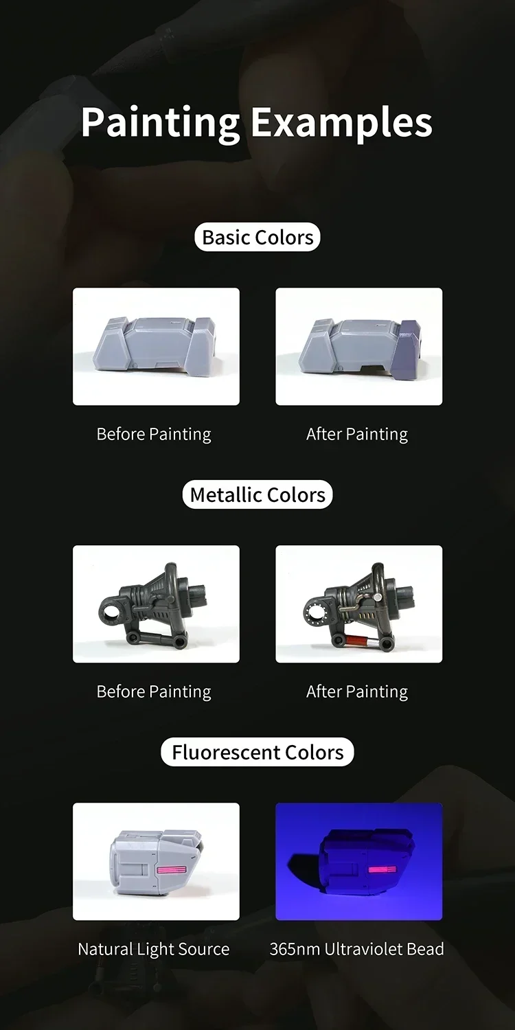 DSPIAE Soft-Tip-Acrylmarker-Set, Grundfarben, fluoreszierende Metallic-Farben mit Radiergummi für Gundam-Modellbau, Malerei, Hobby, DIY-Werkzeug – Detail 5
