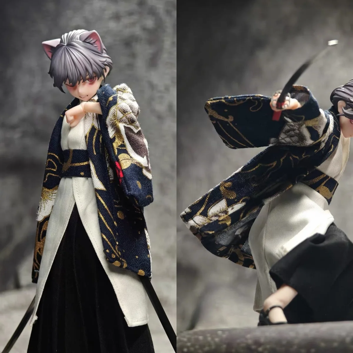 

【Clothing Only】1/12 Sleeveless Inner Lining Feather Woven Wide Sleeved Kimono Belt Set Fit 6inch HASUKI PA010 Action Figure