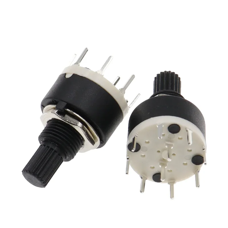 1PCS SR16 Plastic 16MM Rotary Band switch 2 Pole 3 4 position 1 Pole 5 6 8 Position Handle Length 15MM Axis band switch