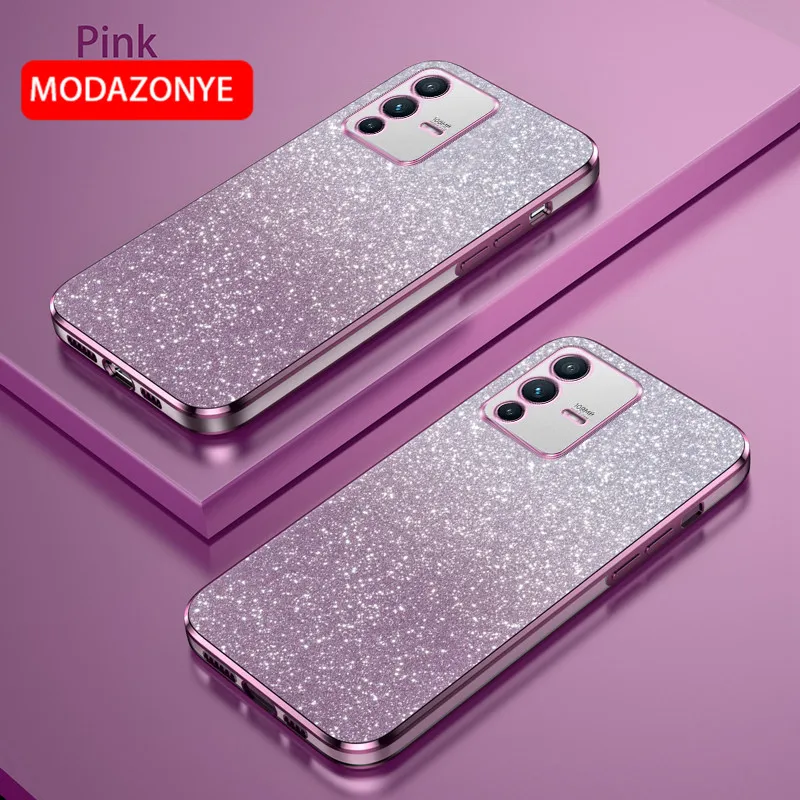 For VIVO V23 5G Case Electroplating Colorful Soft Glitter TPU Cellphone Cover Luxury VIVOV23 Phone Case