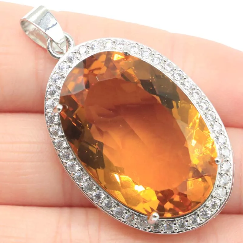 

45x26mm Fantastic 14.1g Big Gemstone Green Peridot Golden Citrine Orange Spessartine Garnet Violet Tanzanite Mens Silver Pendant