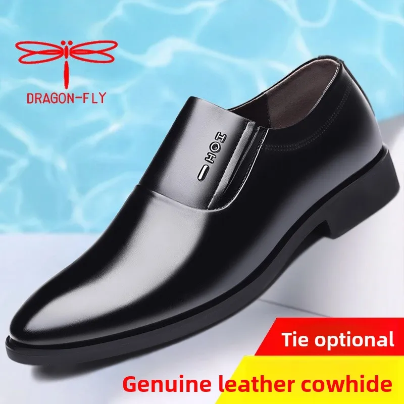 

Dragoy Brand Men's Casual oes Busin Soft Leather Slip-On Bla Leather oes Breathable Comfortable round Toe oes