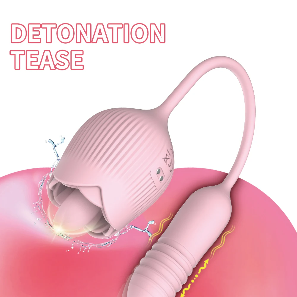 

Charging Rose Style Tongue Licking Vibration Masturbation Device with Telescopic and Teasing Fun Jumping Egg