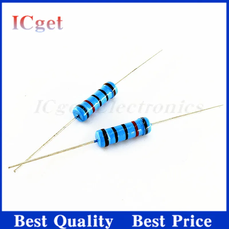 20PCS 2W metal film resistor 1% five-color ring power resistor 0.1R~1M 1R 4.7R 10R 47R 10R0 220R 470R 1K 2.2K 10K 4.7K 100K Ohm