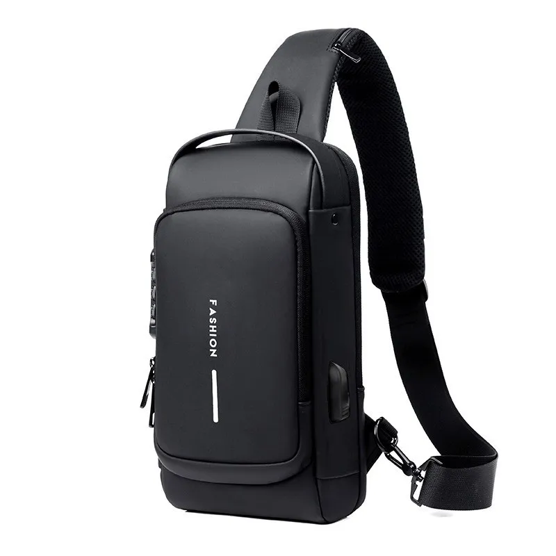 Men Multifunction Anti-theft USB Shoulder Bag Crossbody Bag Travel Sling Bag Pack Messenger Pack Chest Bag