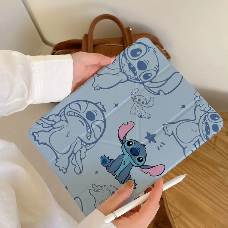 

Cute Angel Stitch Case For iPad Air 11 Case 10th 11th A16 9th Cover iPad Pro 11 4 5 10.9in 12.9 M2 M3 M4 Mini 7 Pencil Holder